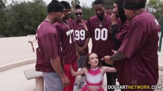 Aliya Brynn Joins Seven Men in Interracial Group Sex