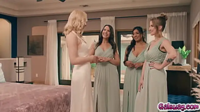 New bride Lily LaBeau and her three bridesmaids