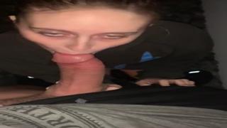 Blonde student licks huge dick🍆 and swallows cum on campus