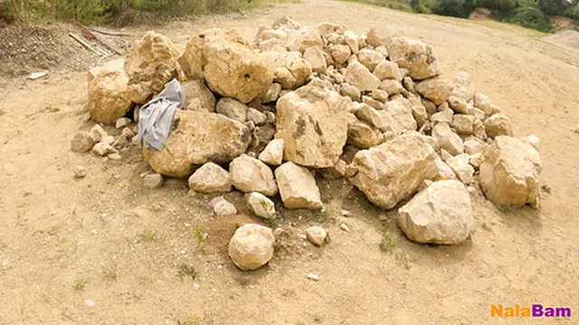 Unwilling chick pressured into intense gravel pit group sex