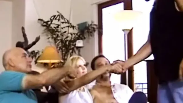 Blonde Wife Swings with Two Large Dicks