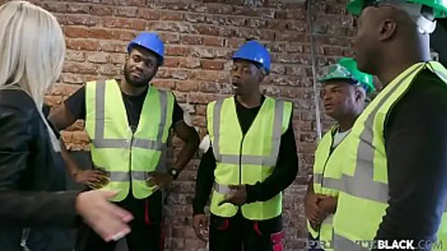 Blonde Nathaly Cherie Gets Four Black Cocks in Intense gangbang!