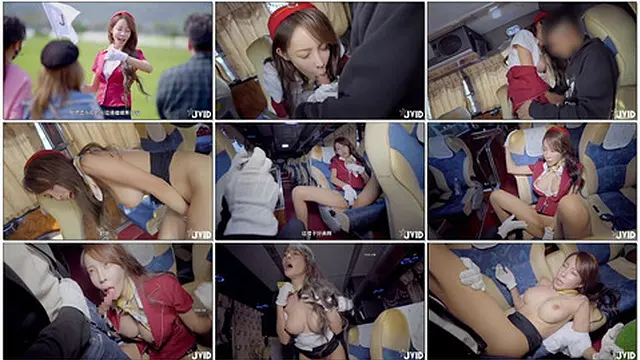 Bus-ready busty beauties expose huge cleavage for spicy sex